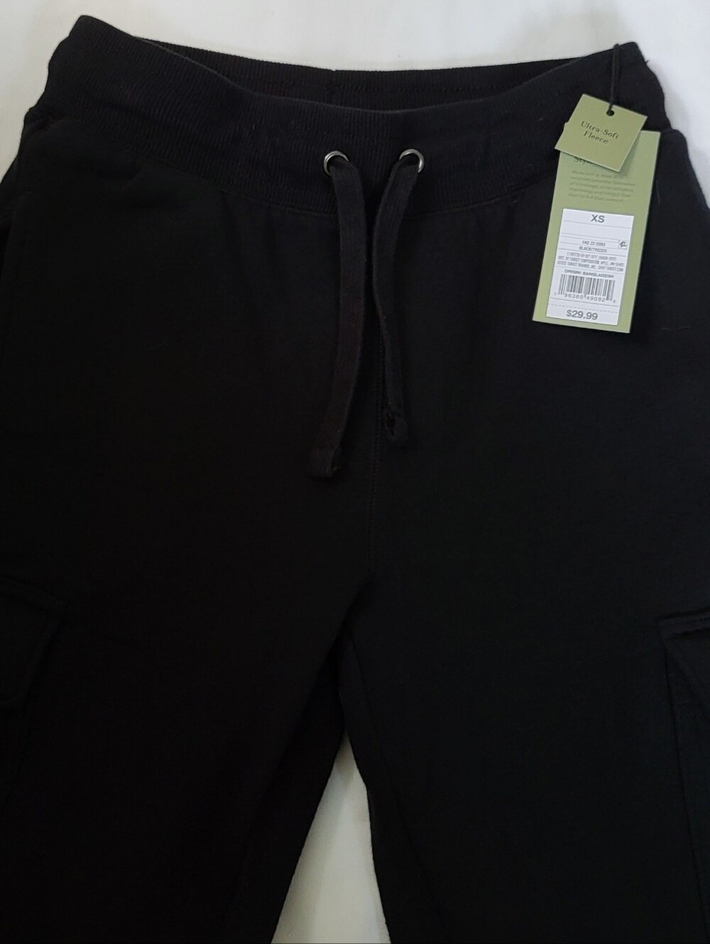 NEW Men's XS Goodfellow & Co Black Fleece-Lined Cargo Jogger Pants - Picture 2 of 6
